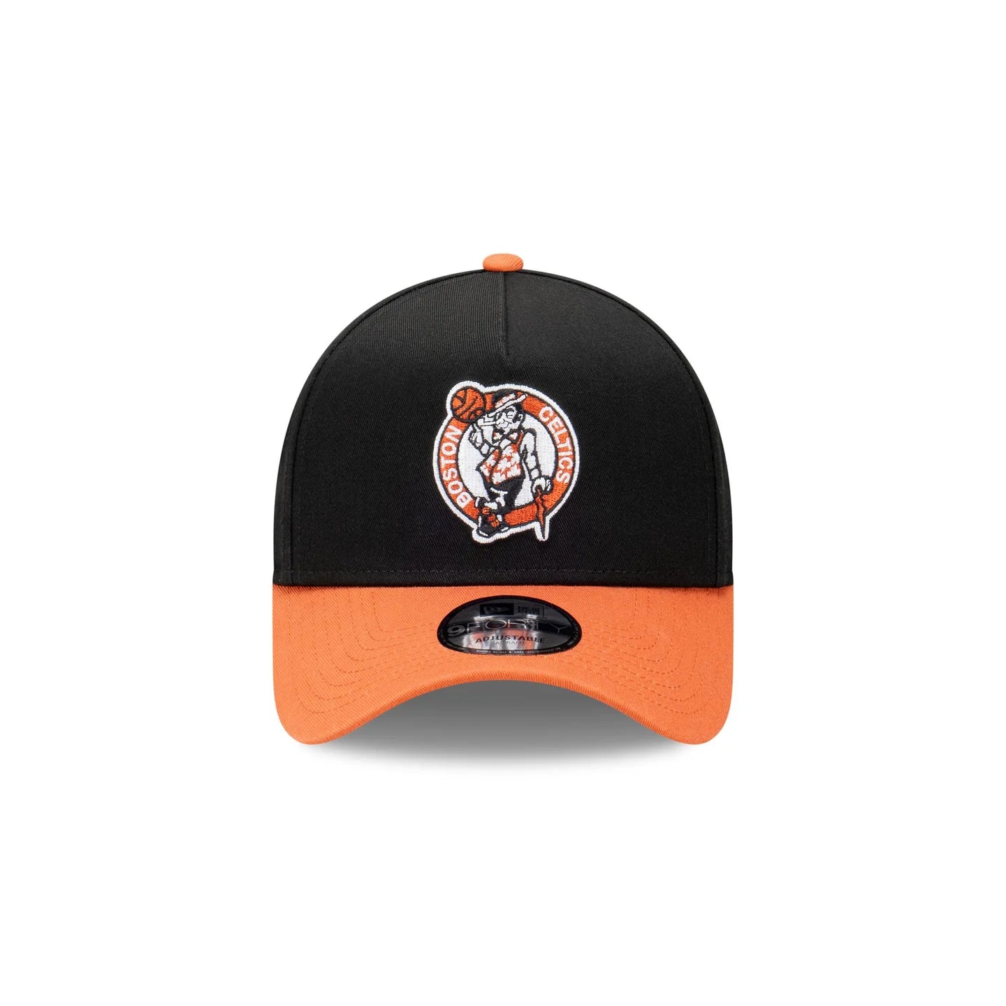 Boston Celtics Hat - Burnt Redwood 2-Tone Black Orange 9Forty A-Frame NBA Snapback Cap - New Era